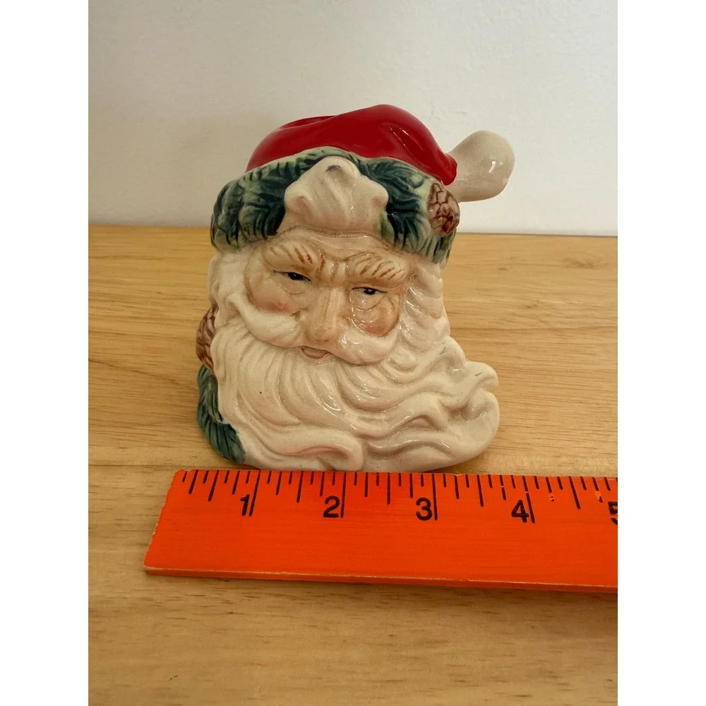Vintage‎ Cracker Barrel Ceramic Santa Head Candle Holder 4